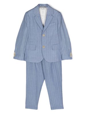 Eleventy Kids pinstriped single-breasted suit - Blue