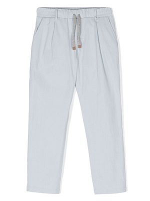 Eleventy Kids seersucker straight trousers - Blue