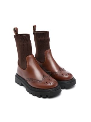 Eleventy Kids sock-style ankle boots - Brown