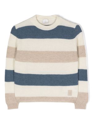 Eleventy Kids stripe-pattern jumper - White