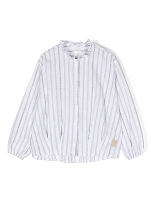 Eleventy Kids striped long-sleeve shirt - White