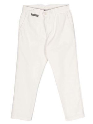 Eleventy Kids tapered-leg cotton chino trousers - White