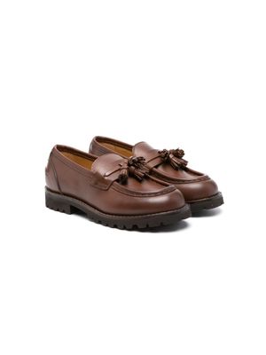Eleventy Kids tassel-detail leather moccasins - Brown