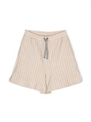 Eleventy Kids vertical-stripe casual cotton shorts - Neutrals