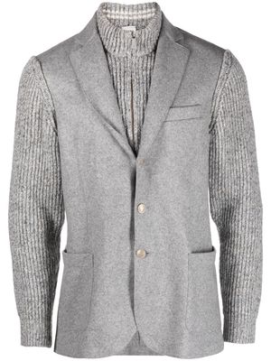 Eleventy knitted-sleeve single-breasted blazer - Grey