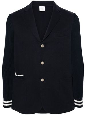 Eleventy knitted-sleeves single-breasted blazer - Blue