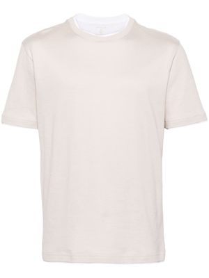 Eleventy layered cotton T-shirt - Neutrals