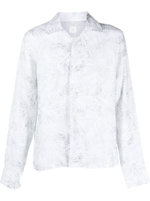 Eleventy leaf print linen shirt - Grey