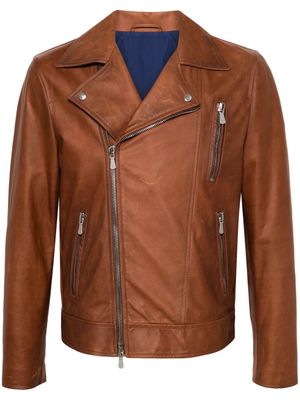 Eleventy leather biker jacket - Brown