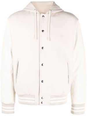 Eleventy leather-sleeve hooded wool bomber jacket - Neutrals