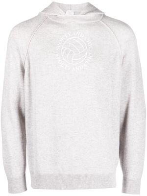 Eleventy logo-print cashmere hoodie - Grey