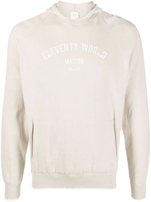 Eleventy logo-print cotton sweatshirt - Brown