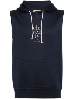 Eleventy logo-print hooded vest - Blue