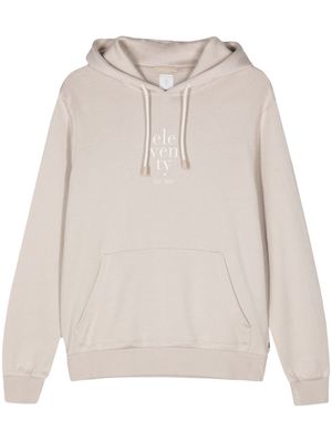 Eleventy logo-print hoodie - Neutrals