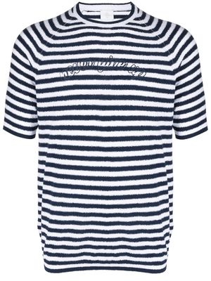 Eleventy logo-print striped T-shirt - Blue