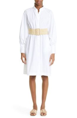 Eleventy Long Sleeve Cotton Poplin Shirtdress in 01- White