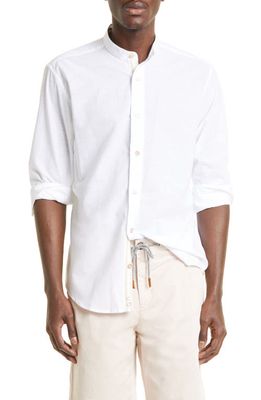Eleventy Mandarin Collar Button-Up Shirt in White