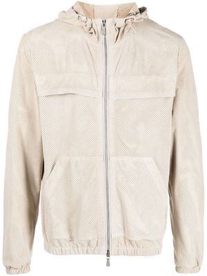 Eleventy mesh-design zip-up hooded jacket - Neutrals