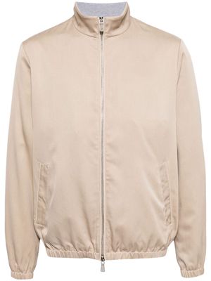 Eleventy mock-neck silk jacket - Neutrals