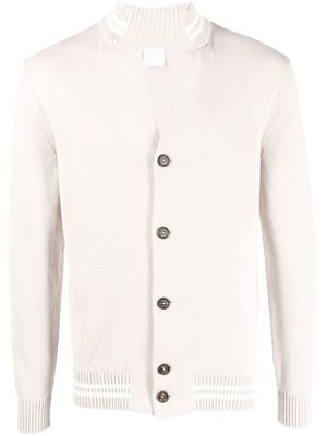 Eleventy notched-collar cotton cardigan - Neutrals