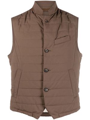 Eleventy padded button-up gilet - Brown