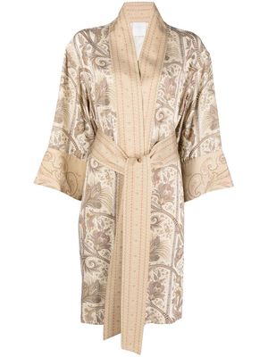 Eleventy paisley-print belted duster coat - 02 SABBIA