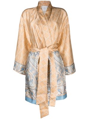 Eleventy paisley-print tied-waist kimono - Neutrals