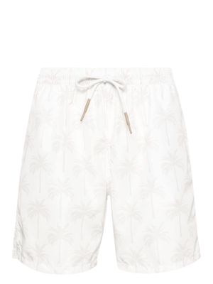 Eleventy palm-tree printed swim shorts - White