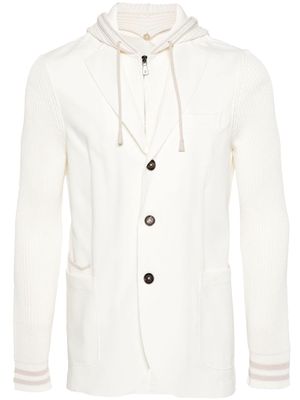 Eleventy panelled hooded blazer - White