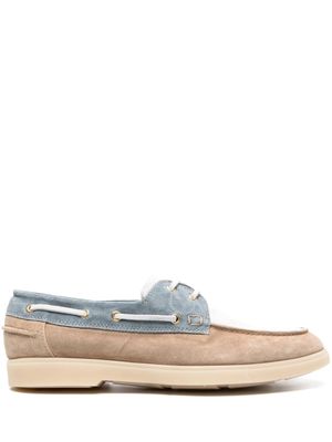 Eleventy panelled suede boat loafers - Blue