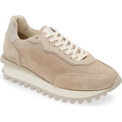 Eleventy Perforated Low Top Sneaker in Tan - Grey