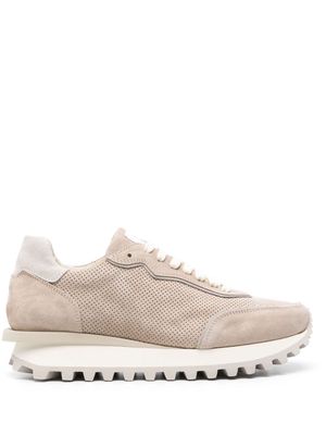 Eleventy perforated suede sneakers - Neutrals