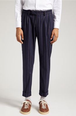 Eleventy Pinstripe Wool & Cashmere Stretch Flannel Suit in Navy