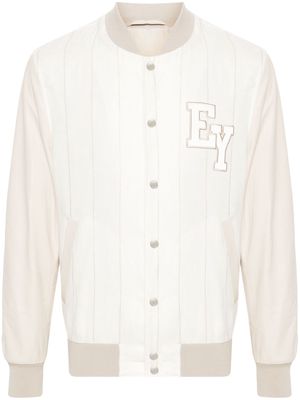 Eleventy pinstriped bomber jacket - White