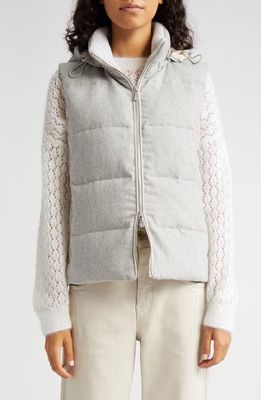Eleventy Quilted Down Vest with Removable Hood in Grey
