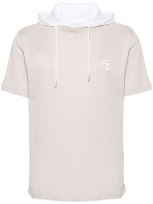 Eleventy raised-logo hooded T-shirt - Neutrals