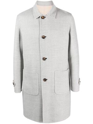 Eleventy reversible checked single-breasted coat - Grey