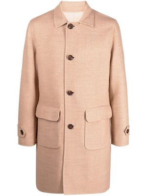 Eleventy reversible single-breasted coat - Brown