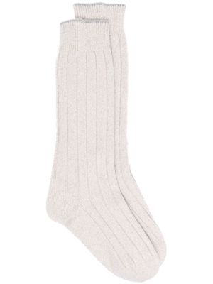 Eleventy ribbed-knit cashmere socks - Neutrals