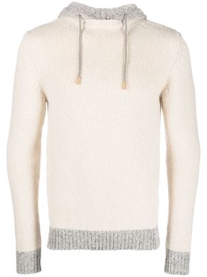 Eleventy ribbed-knit two-tone hoodie - Neutrals