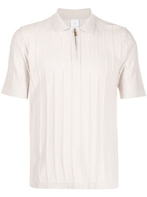 Eleventy ribbed-knit zip polo shirt - White