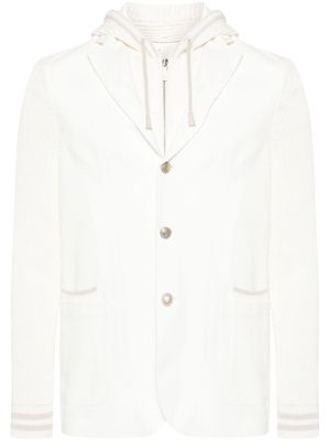 Eleventy ribbed-panelling single-breasted blazer - White