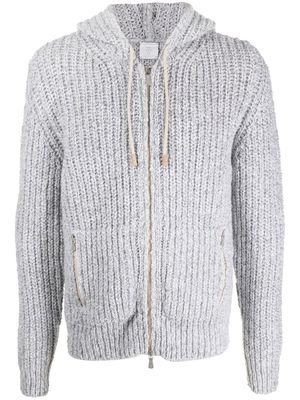 Eleventy ribbed zip-up hooded cardigan - Grey
