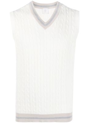 Eleventy riibbed-knit cotton vest - White