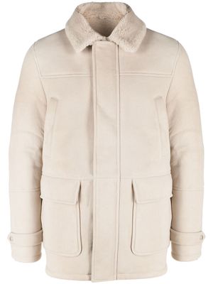 Eleventy shearling-lined suede parka - Neutrals