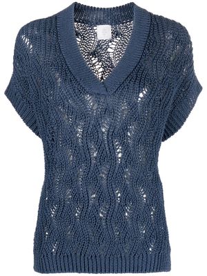 Eleventy short-sleeve knitted top - Blue