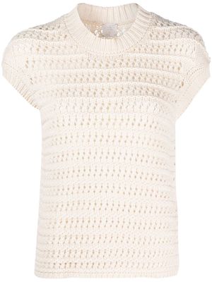 Eleventy short-sleeve open-knit blouse - Neutrals