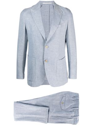 Eleventy single-breasted linen blend suit - Blue
