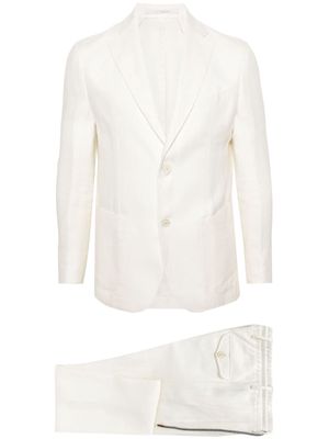 Eleventy single-breasted linen blend suit - White