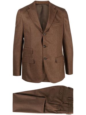 Eleventy single-breasted wool blend suit - Brown